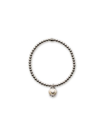 Bracelet Chantecler en argent avec grelot en émail blanc