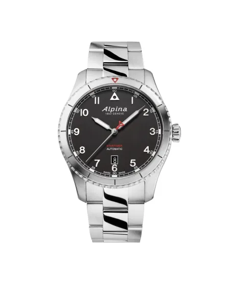 Alpina Pilot Startimer Automatic Watch Black with Steel