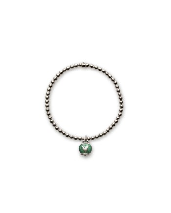 bracciale in argento chantecler con campanella in smalto verde