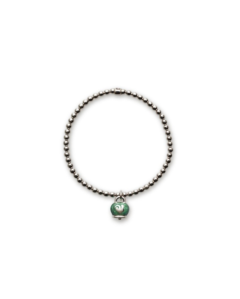 bracciale in argento chantecler con campanella in smalto verde