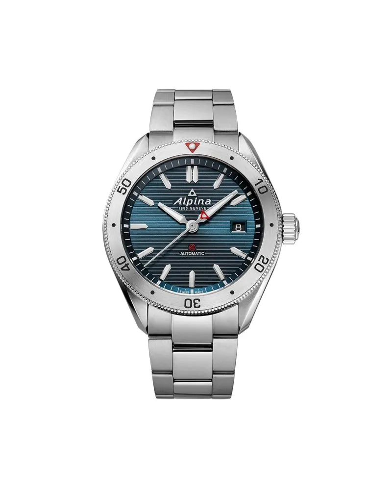 Montre automatique bleue Alpina avec bracelet en acier Montre automatique bleue Alpina avec bracelet en acier