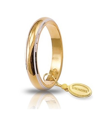 Alliance classique Unoaerre en or jaune avec bords blancs rhodiés 5 grammes