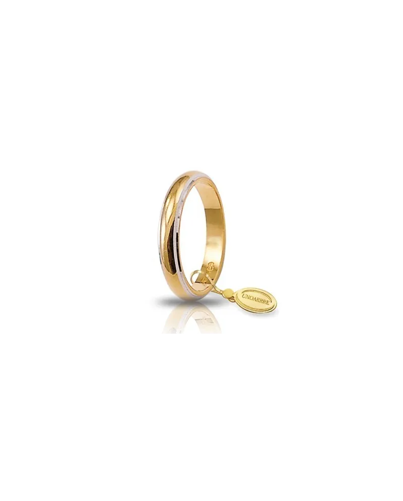 Alliance classique Unoaerre en or jaune avec bords blancs rhodiés 5 grammes
