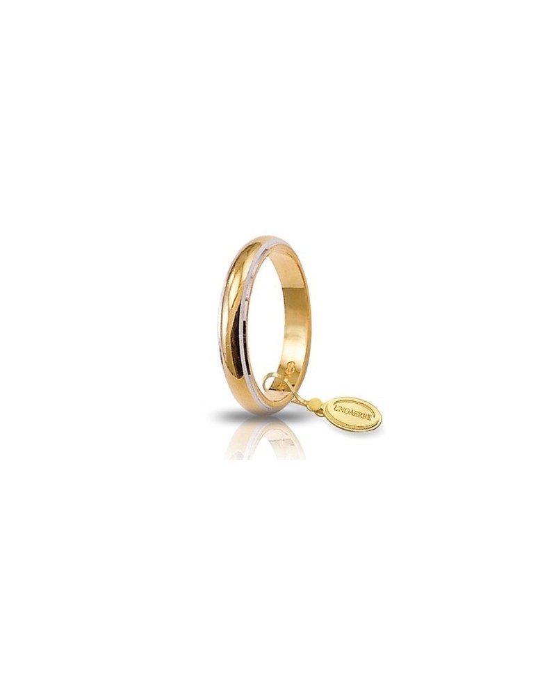 Unoaerre Classic Wedding Ring in Yellow Gold with Rhodium-Plated White Edges 5 Grams