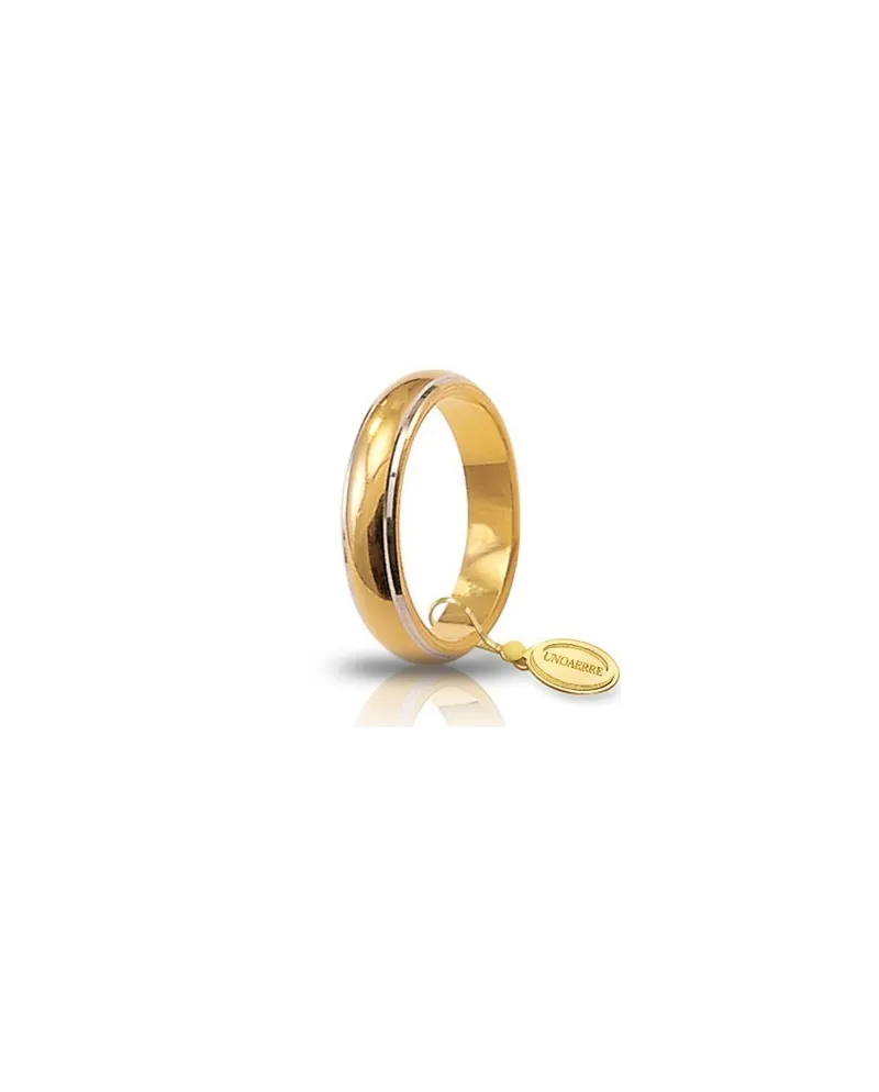 Fede Nuziale Unoaerre Classica in Oro Giallo con Bordi Bianchi Rodiati 7 Grammi Fede Nuziale Unoaerre Classica in Oro Giallo con Bordi Bianchi Rodiati 7 Grammi
