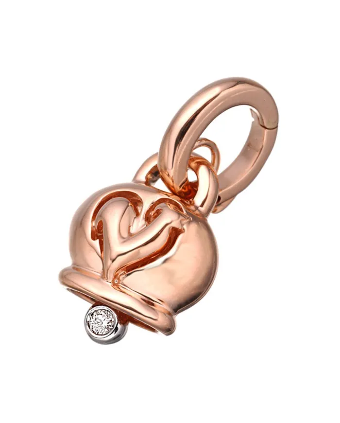 Charm Chantecler Campanella petit modèle en or rose et diamant