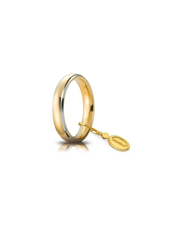 Unoaerre Comoda Wedding Ring in Yellow and White Gold 4 mm