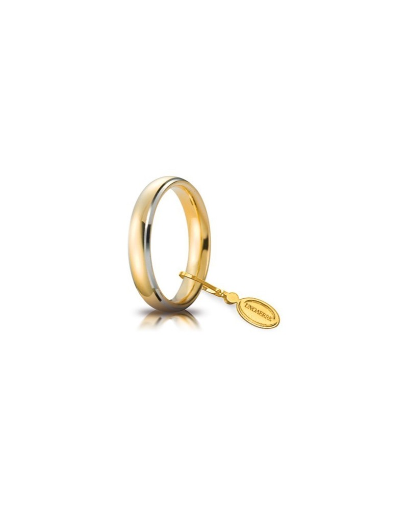 Unoaerre Comoda Wedding Ring in Yellow and White Gold 4 mm