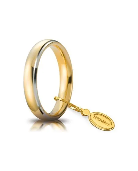Fede Nuziale Unoaerre Comoda in Oro Giallo e Bianco 4 mm