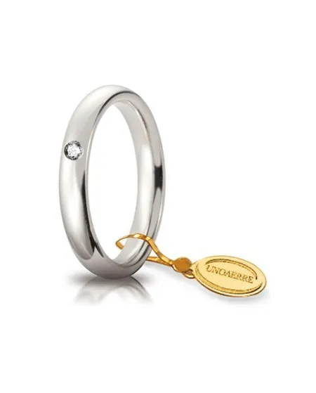 Unoaerre Comoda Wedding Ring in White Gold 3.5 mm with Diamond