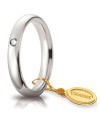 Fede Nuziale Unoaerre Comoda in Oro Bianco 3,5 mm con Diamante