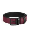 Cintura Montblanc XL in Pelle Reversibile Nera/Cassis con Fibbia Quadrata Pvd 35 mm