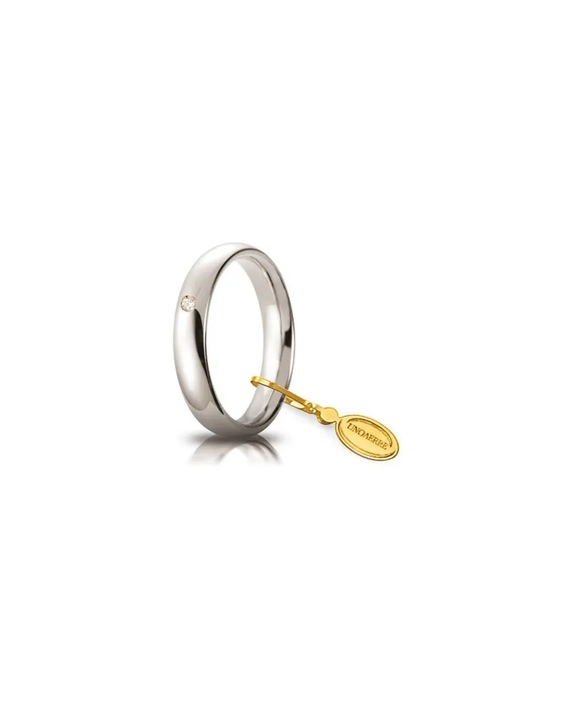 Alliance confortable Unoaerre en or blanc 4 mm avec diamant
