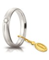 Alliance confortable en satin Unoaerre en or blanc 4 mm avec diamants