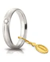 Fede Nuziale Unoaerre Comoda Satinata in Oro Bianco 4 mm con Diamante