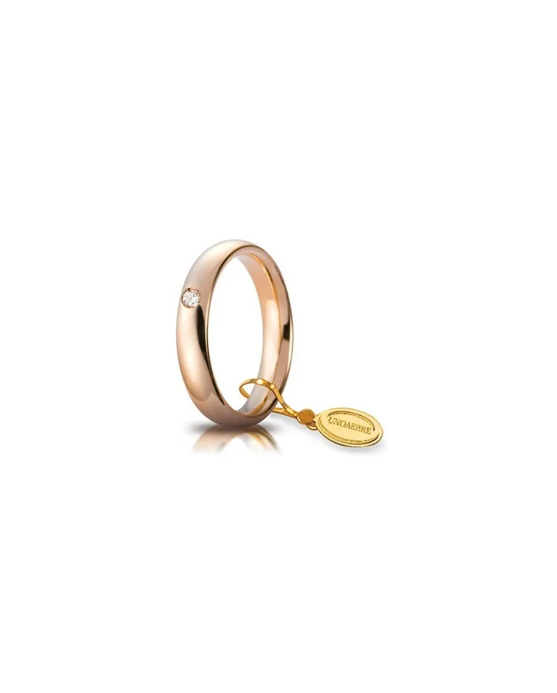 Fede Nuziale Unoaerre Comoda in Oro Rosa 4 mm con Diamante Fede Nuziale Unoaerre Comoda in Oro Rosa 4 mm con Diamante