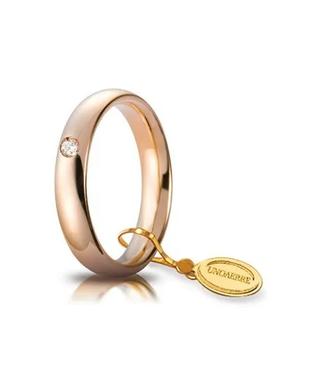 Alliance confortable en or rose de 4 mm avec diamants Unoaerre