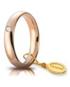 Fede Nuziale Unoaerre Comoda in Oro Rosa 4 mm con Diamante