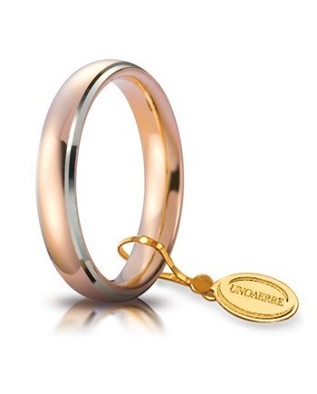 Alliance confortable Unoaerre en or rose et blanc 4 mm