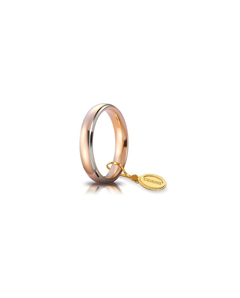 Alliance confortable Unoaerre en or rose et blanc 4 mm