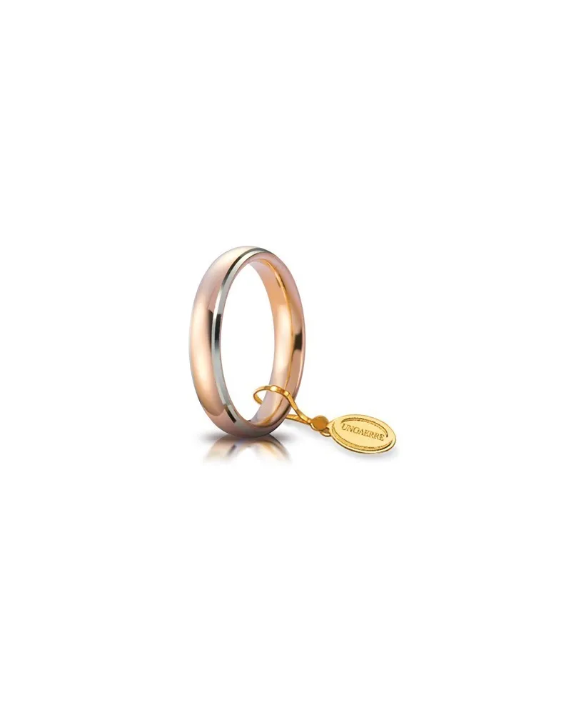 Fede Nuziale Unoaerre Comoda in Oro Rosa e Bianco 4 mm Fede Nuziale Unoaerre Comoda in Oro Rosa e Bianco 4 mm