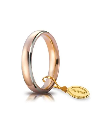 Unoaerre Comfortable Wedding Ring in Rose and White Gold 4 mm