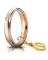 Unoaerre Comfortable Wedding Ring in Rose and White Gold 4 mm with Diamond
