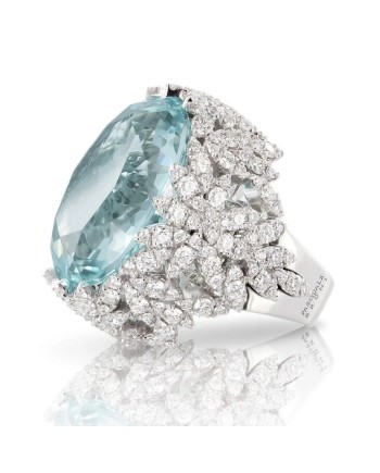 Anello Pasquale Bruni Ghirlanda in Oro Bianco con Acquamarina e Diamanti