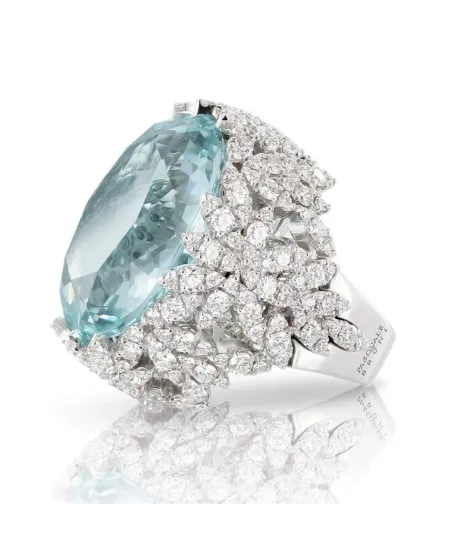 Bague Pasquale Bruni Ghirlanda en or blanc avec aigue-marine et diamants