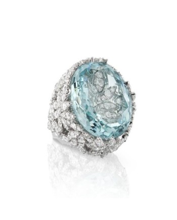 Anello Pasquale Bruni Ghirlanda in Oro Bianco con Acquamarina e Diamanti