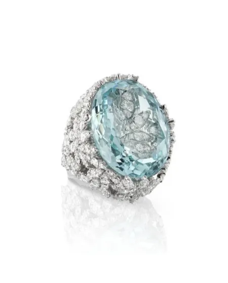 Pasquale Bruni Ghirlanda Ring in White Gold with Aquamarine and Diamonds