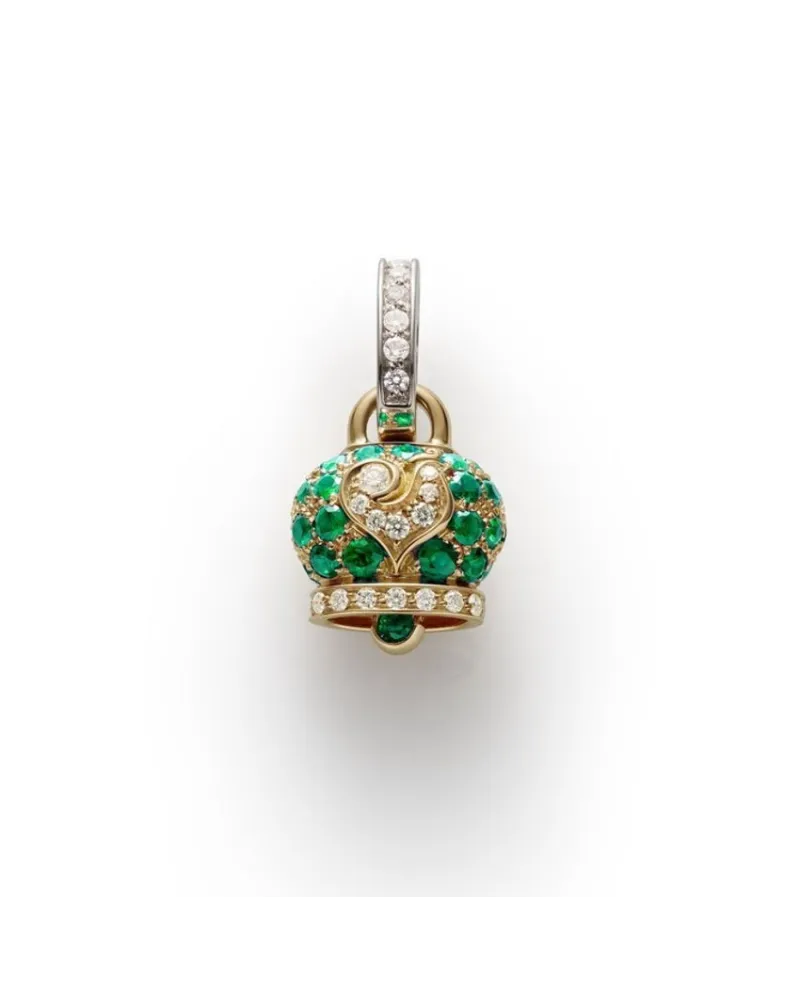 Ciondolo Chantecler Campanella piccola in oro smeraldi e diamanti