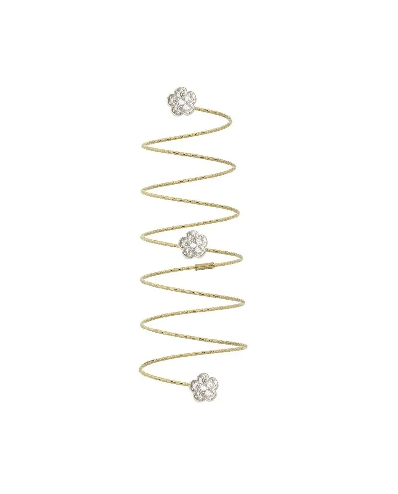Anello a Spirale MagicWire Flower in Oro Giallo e Diamanti