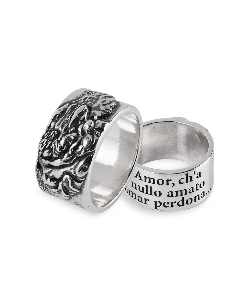 Anello Gerardo Sacco "Stil Novo" in Argento, Paolo e Francesca