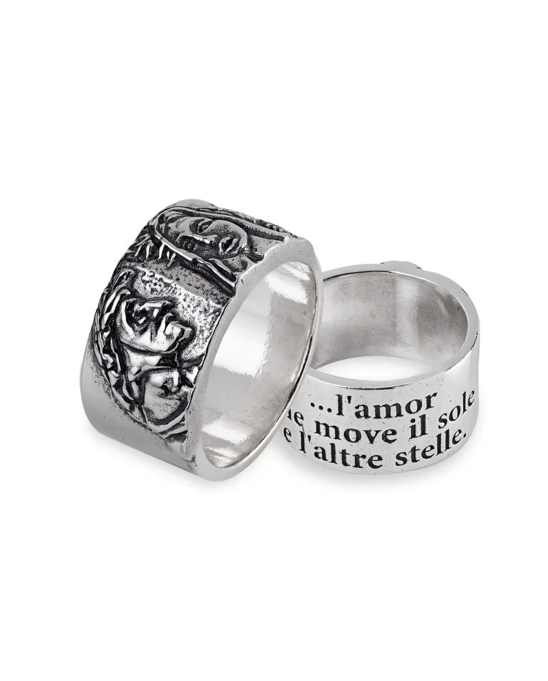 Bague Gerardo Sacco « Stil Novo » en argent, Dante et Béatrice