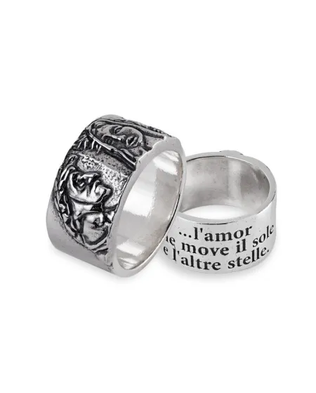 Anello Gerardo Sacco "Stil Novo" in Argento, Dante e Beatrice