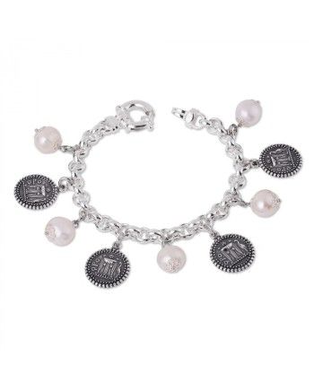 Bracciale Gerardo Sacco in Argento con Perle e Monete