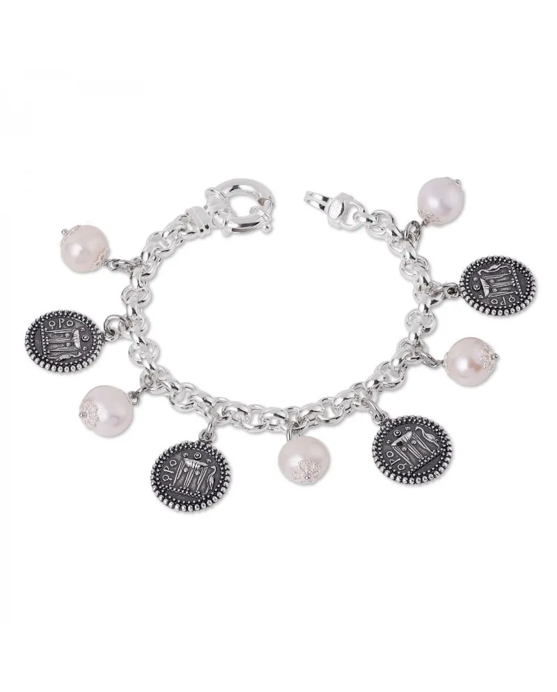 Gerardo Sacco Bracelet in Silver with Pearls and Coins