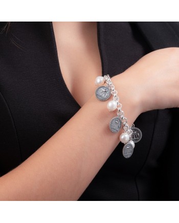 Bracciale Gerardo Sacco in Argento con Perle e Monete