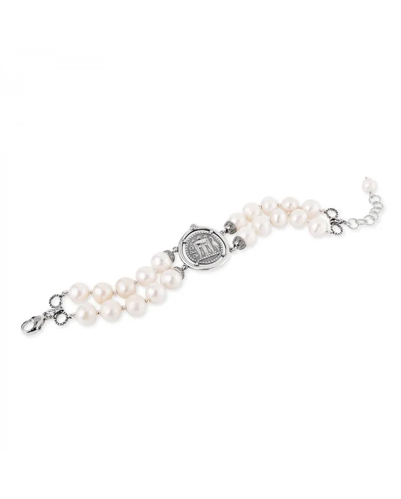 Bracelet Gerardo Sacco en argent avec perles et pièce de monnaie