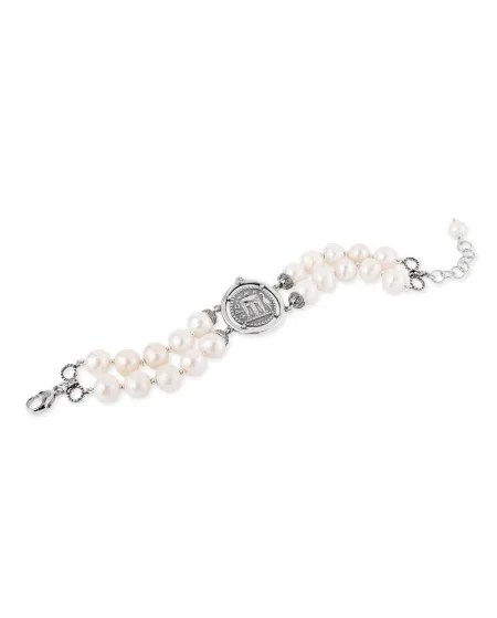 Bracciale Gerardo Sacco in Argento con Perle e Moneta