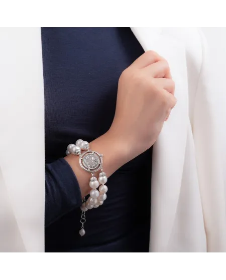 Bracelet Gerardo Sacco en argent avec perles et pièce de monnaie