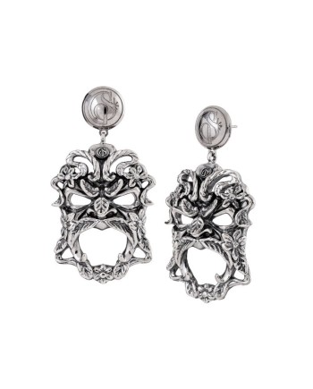 Gerardo Sacco Silver Masks Pendant Earrings