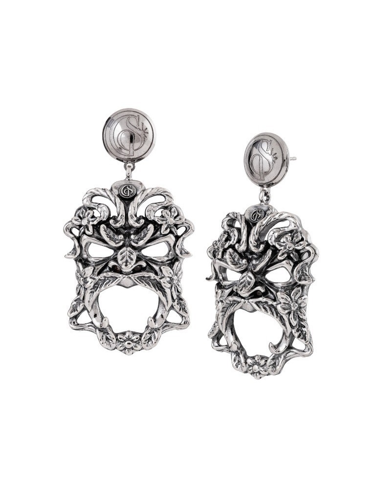Gerardo Sacco Silver Masks Pendant Earrings