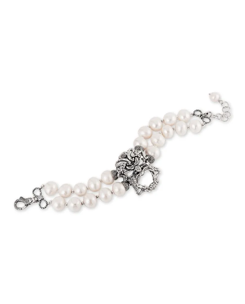 Gerardo Sacco Bracelet in Silver with Pearls and Mask