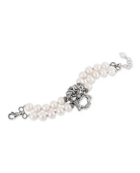 Bracelet Gerardo Sacco en argent avec perles et masque