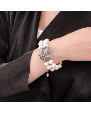 Bracelet Gerardo Sacco en argent avec perles et masque
