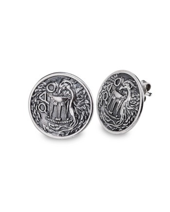 Gerardo Sacco Silver Earrings "Rinascita" with Tripod and Phoenix