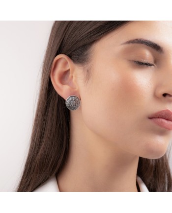 Gerardo Sacco Silver Earrings "Rinascita" with Tripod and Phoenix