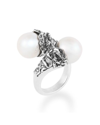 Contrarié Gerardo Sacco Ring in Silver with Pearls and Masks